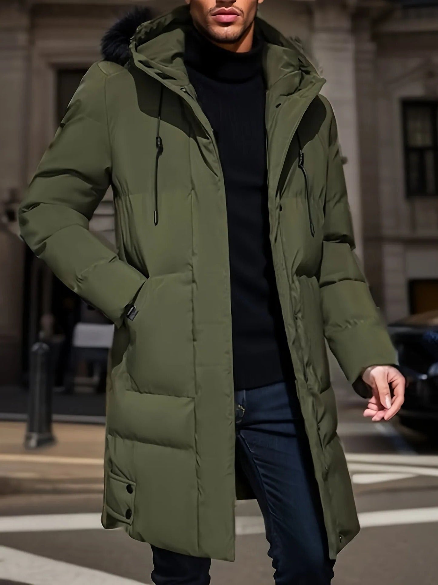 Men's Waterproof Winter Jacket with Breathable Lining and Adjustable Hood, Secure Pockets