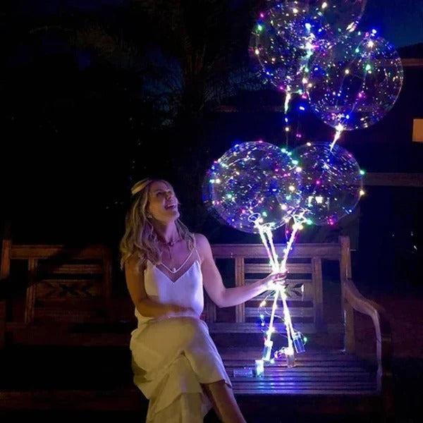 Color Changing LED Balloon with Reusable Holder and Natural Latex, 18-24in
