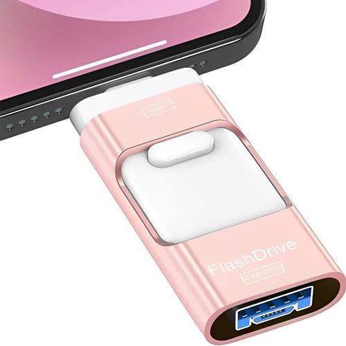 Multi Port USB Flash Drive with 32GB Storage and Four Connectors for Phones and Computers