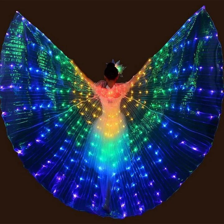 Butterfly Wings with Multicolor LED Edges and Adjustable Harness, 24-36in Wingspan