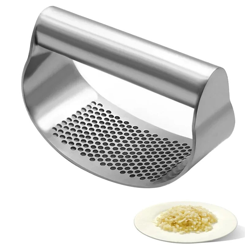 Curved Garlic Press Rocker with Bottle Opener and Multi-Ingredient Function