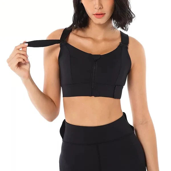 High Support Zip‑Front Sports Bra