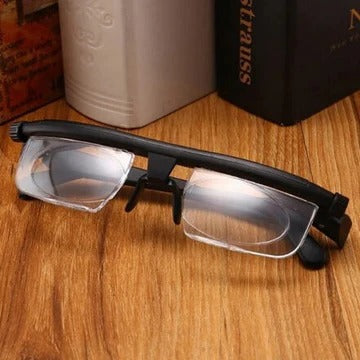Variable Focus Glasses with Dial Adjustment and Polycarbonate Lenses, +1 to +4 Diopters