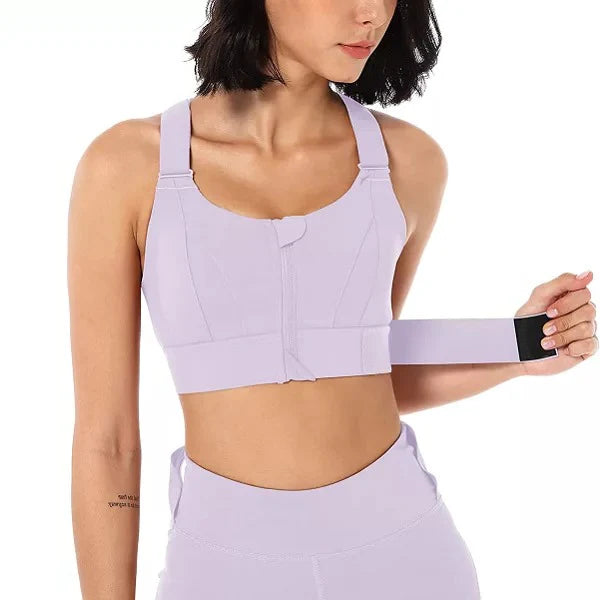 High Support Zip‑Front Sports Bra