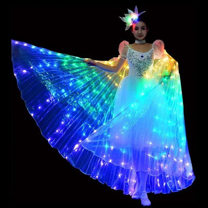 Butterfly Wings with Multicolor LED Edges and Adjustable Harness, 24-36in Wingspan