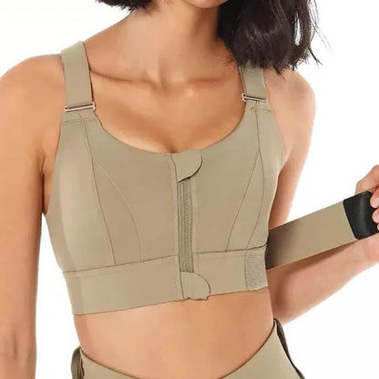 High Support Zip Front Sports Bra