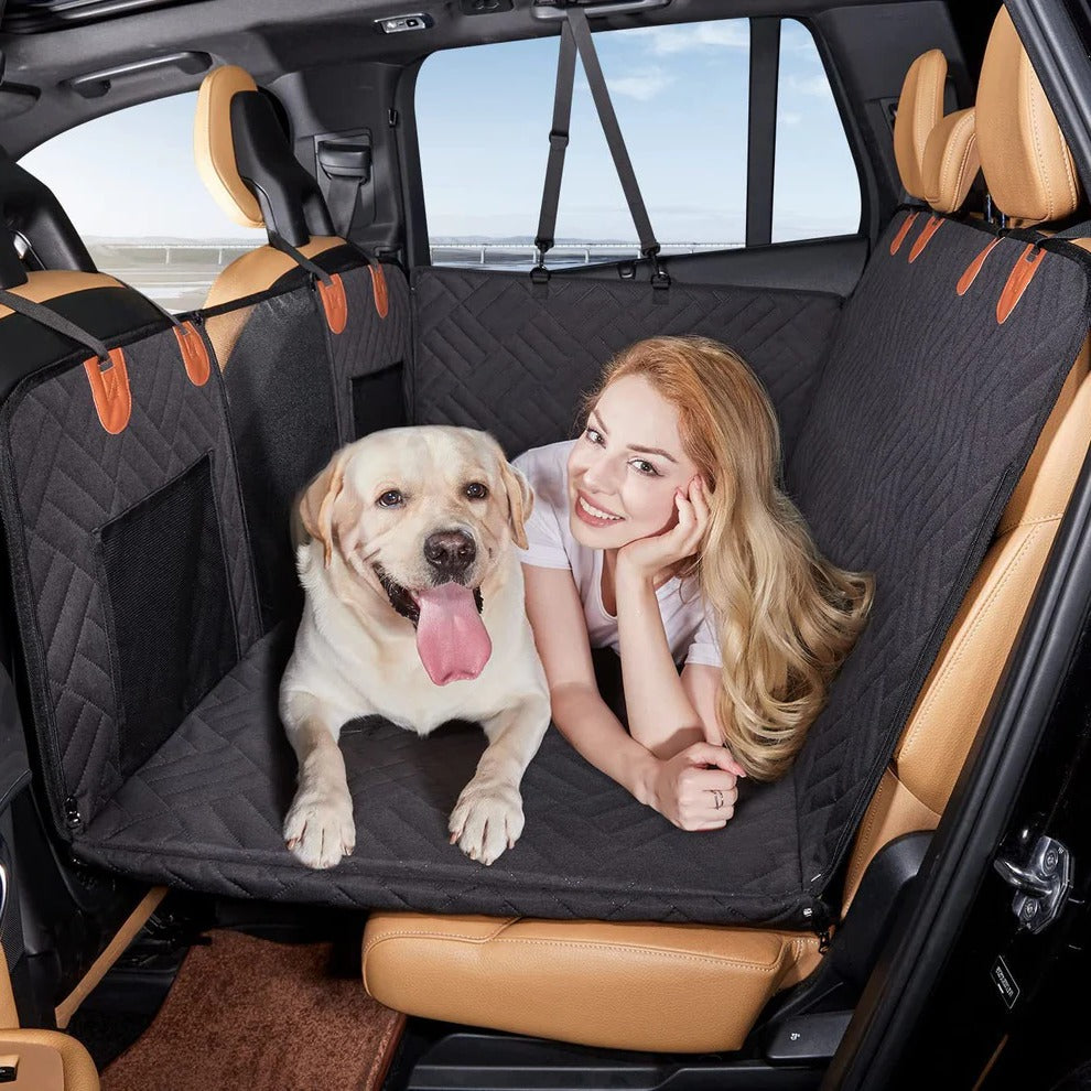 Pet Car Seat Bridge with Waterproof Cushioning and Storage Compartments for Dogs