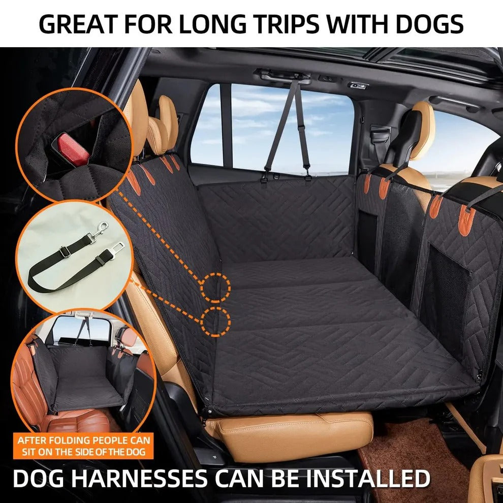Pet Car Seat Bridge with Waterproof Cushioning and Storage Compartments for Dogs