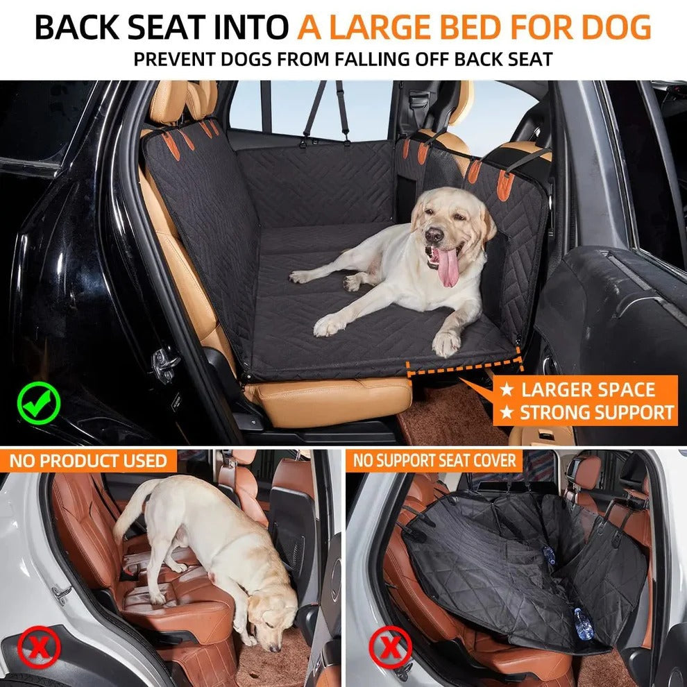 Pet Car Seat Bridge with Waterproof Cushioning and Storage Compartments for Dogs