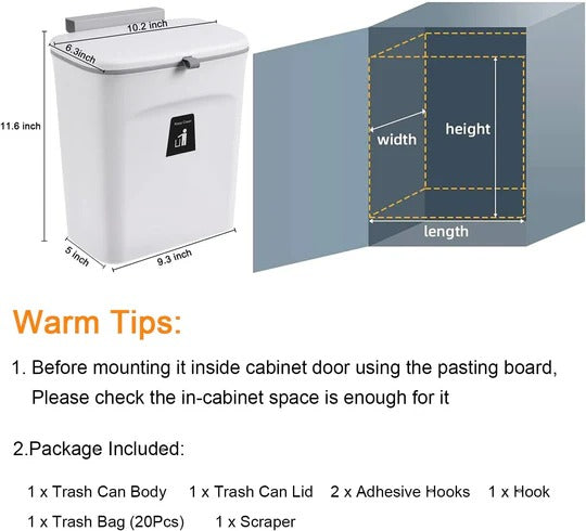 Wall-Mounted Kitchen Compost Bin for Countertop and Under-Sink Use