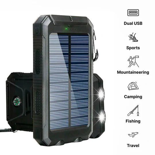 500,000 mAh Solar Charger Power Bank with Dual USB Outputs