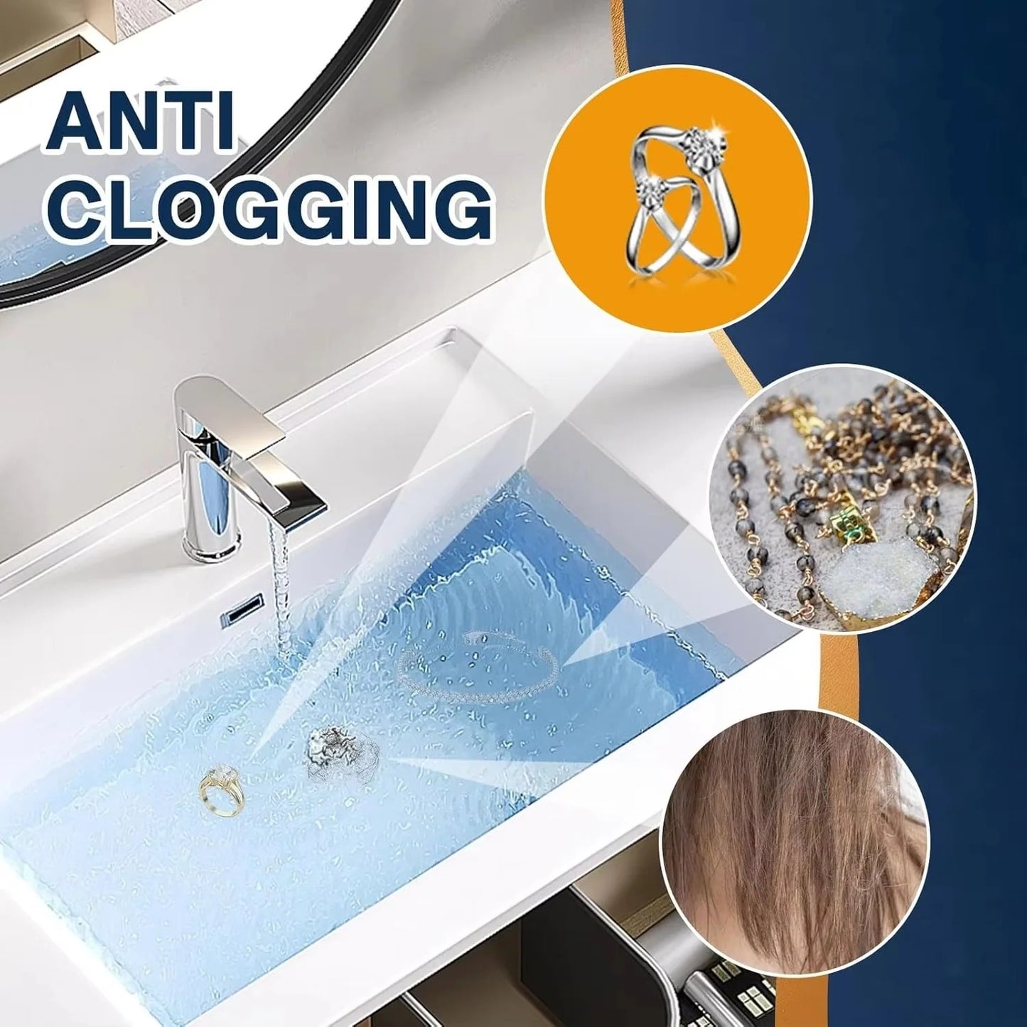 Pop-Up Sink Drain Stopper with Built-In Hair Catcher for Bathroom and Kitchen Sinks