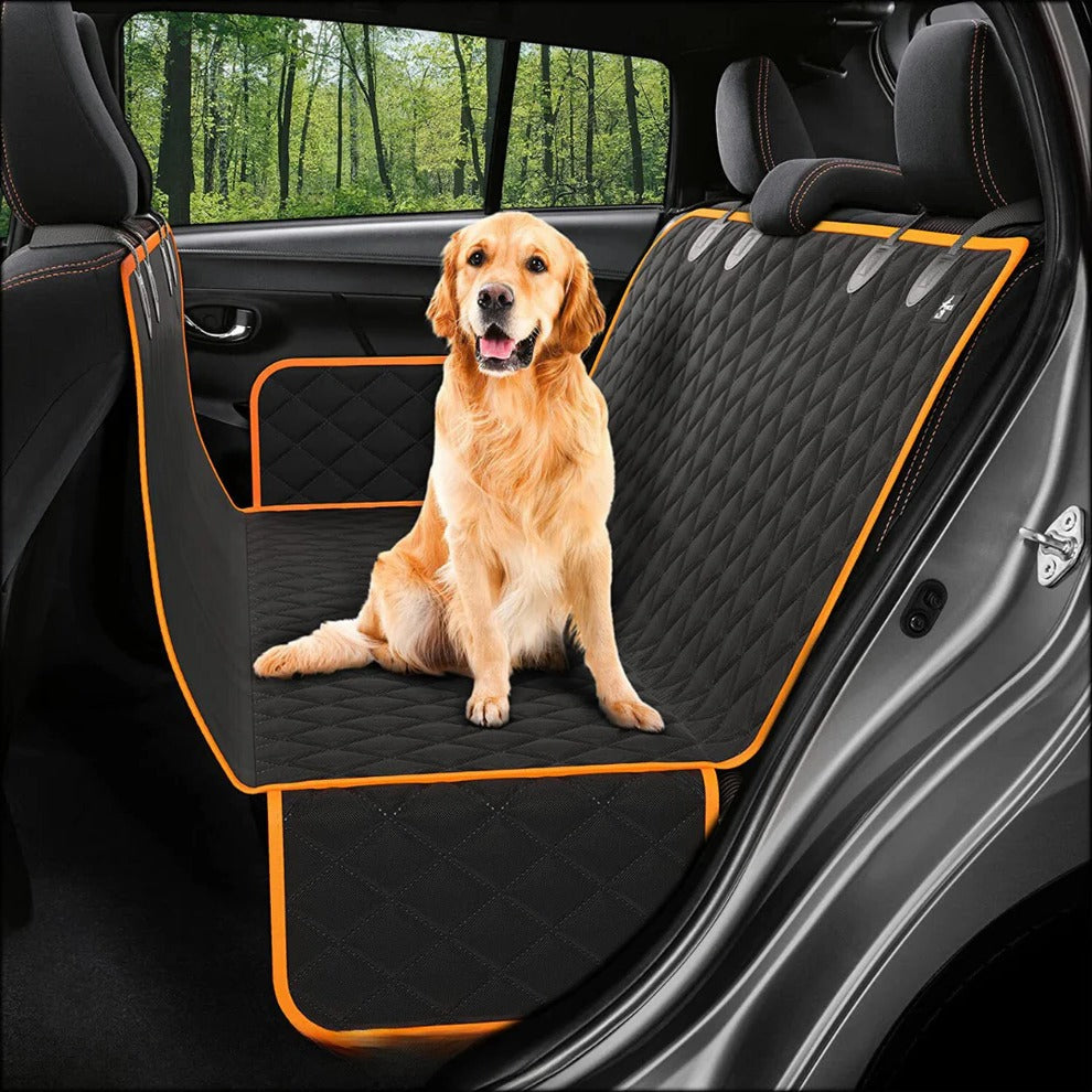 Pet Car Seat Bridge with Waterproof Cushioning and Storage Compartments for Dogs