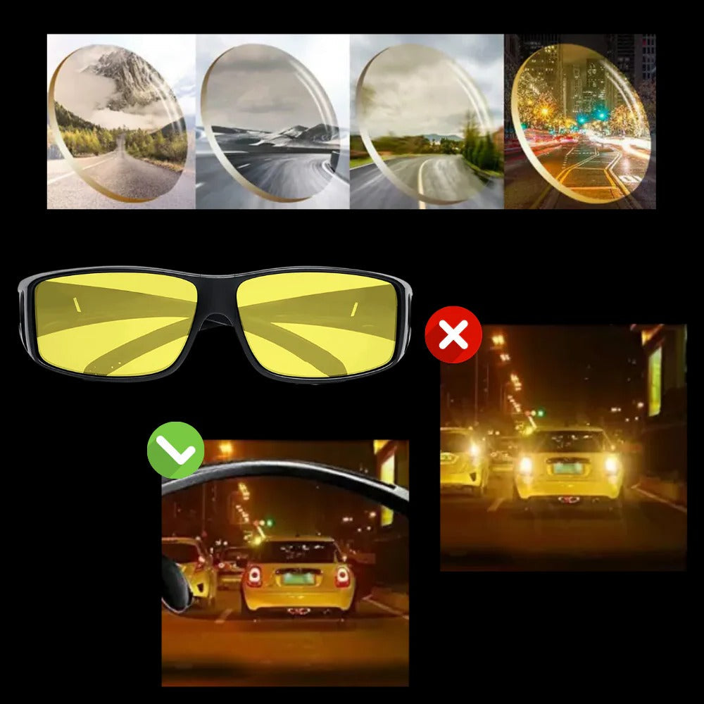 Polarized Night Driving Glasses with Extended Side Lenses and Orange Tint