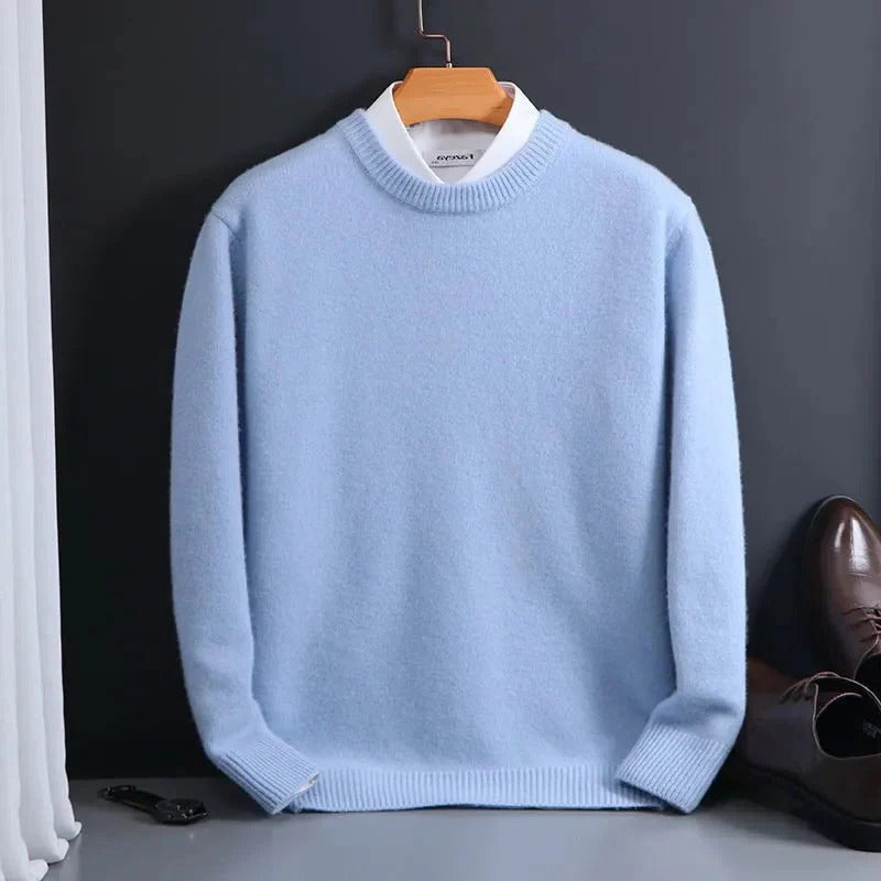 Men's Cashmere-Feel Sweater with Crewneck and Tailored Silhouette, Lightweight Layering