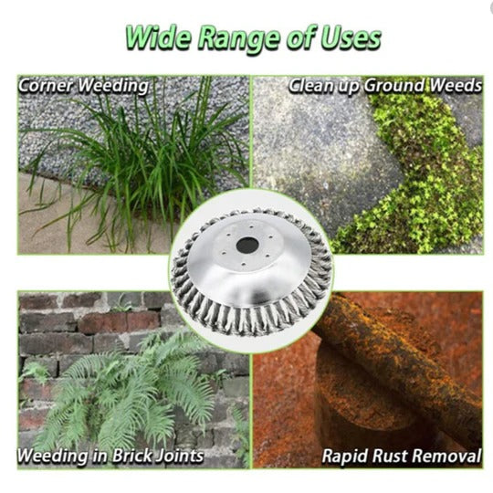 Rotary Weed Removal Brush Attachment for Lawn and Garden Trimmers