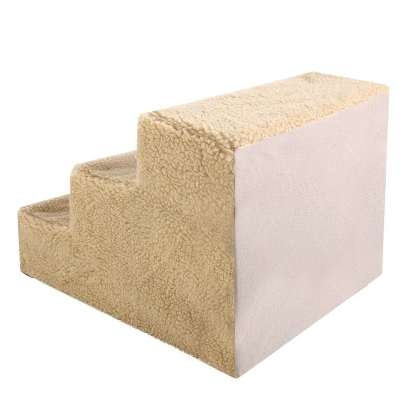Pet Stairs with Removable Fleece Cover and Non-Slip Surface for Small Dogs