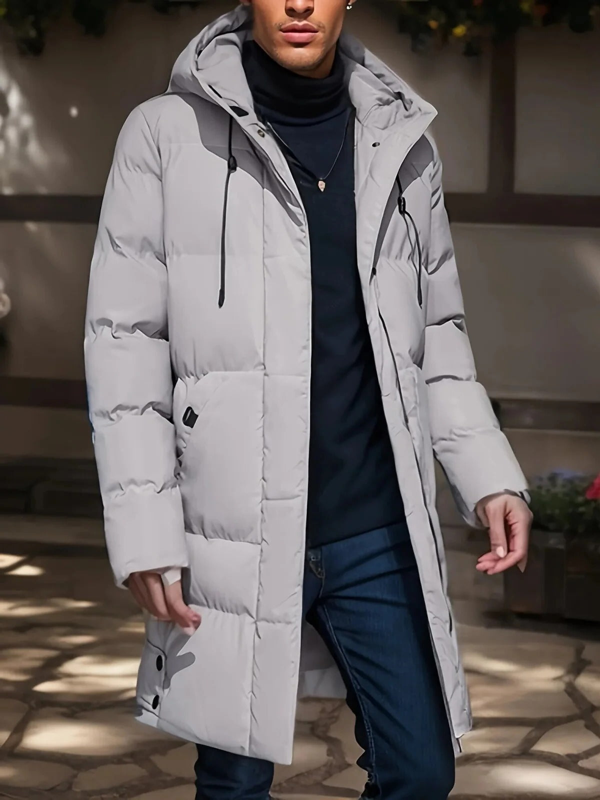 Men's Waterproof Winter Jacket with Breathable Lining and Adjustable Hood, Secure Pockets