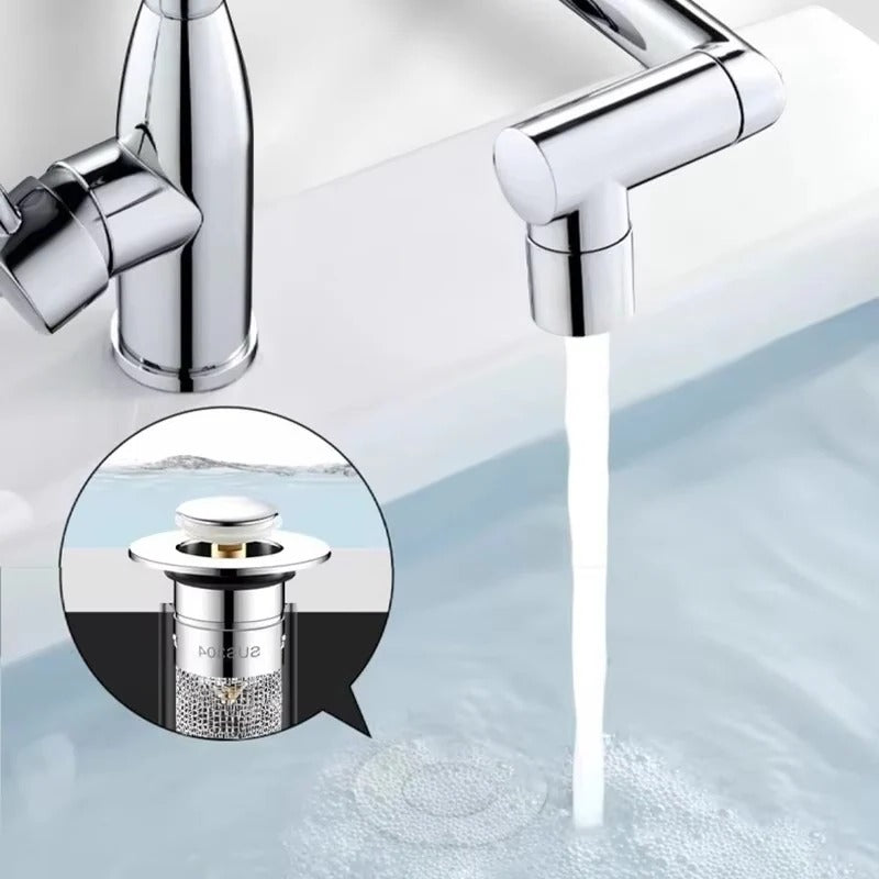 Pop-Up Sink Drain Stopper with Built-In Hair Catcher for Bathroom and Kitchen Sinks