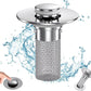 Pop-Up Sink Drain Stopper with Built-In Hair Catcher for Bathroom and Kitchen Sinks