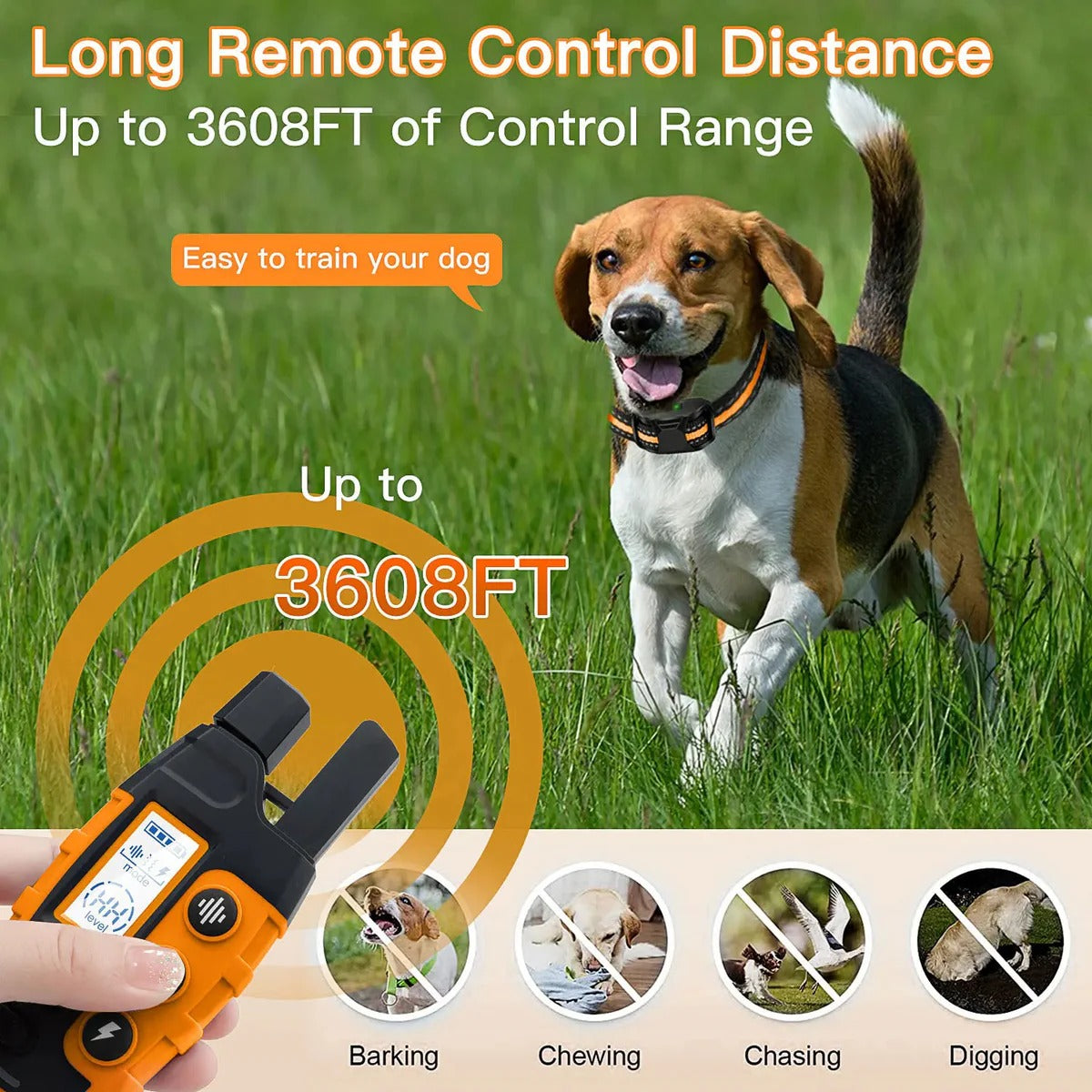 Waterproof Dog Training Collar with 3300ft Remote Range and Three Training Modes