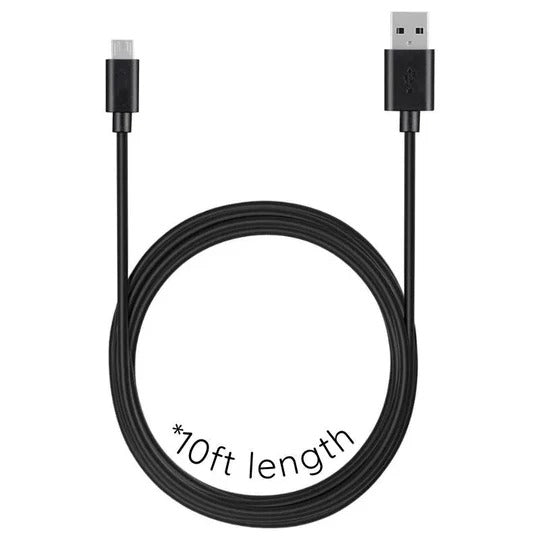 10-Foot Micro USB Charging and Data Transfer Cable for Extended Reach Use
