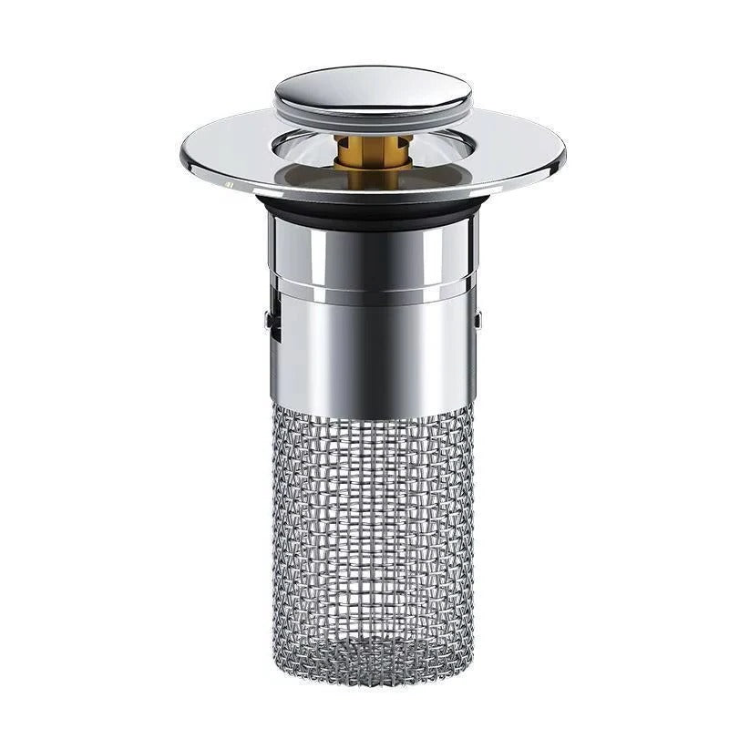 Pop-Up Sink Drain Stopper with Built-In Hair Catcher for Bathroom and Kitchen Sinks