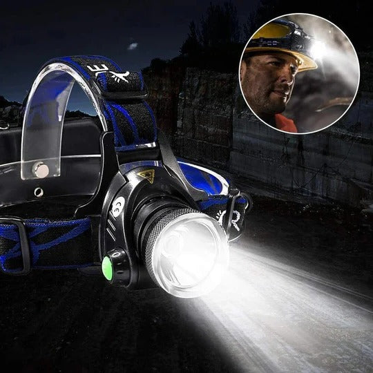 Rechargeable LED Headlamp with Adjustable Beam for Hands-Free Use