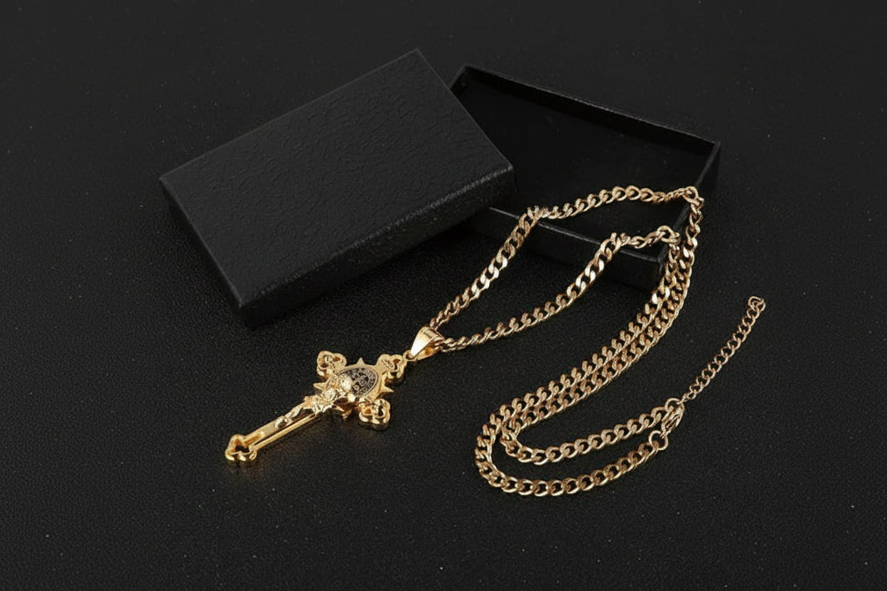 Religious Crucifix Medal Pendant Necklace for Faith-Based Wear