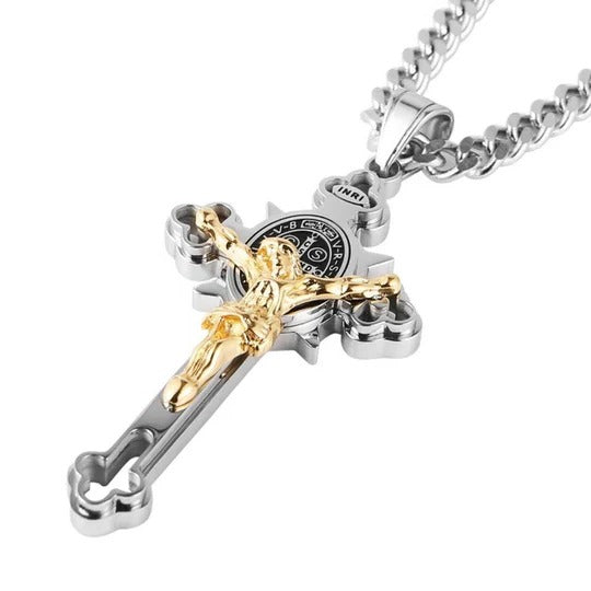 Religious Crucifix Medal Pendant Necklace for Faith-Based Wear