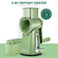 Rotary Grater with Five Interchangeable Blades and Suction Cup Base