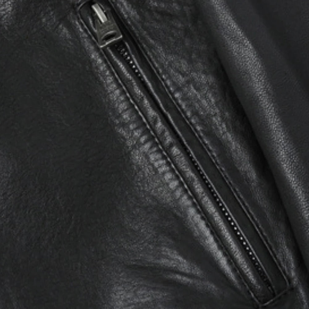 PU Leather-Effect Jacket for Men with Breathable Lining and Light Padding, Zipper Closure