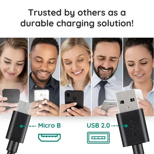 10-Foot Micro USB Charging and Data Transfer Cable for Extended Reach Use