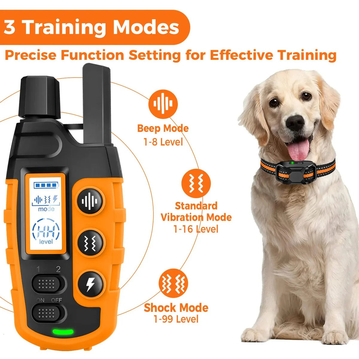 Waterproof Dog Training Collar with 3300ft Remote Range and Three Training Modes