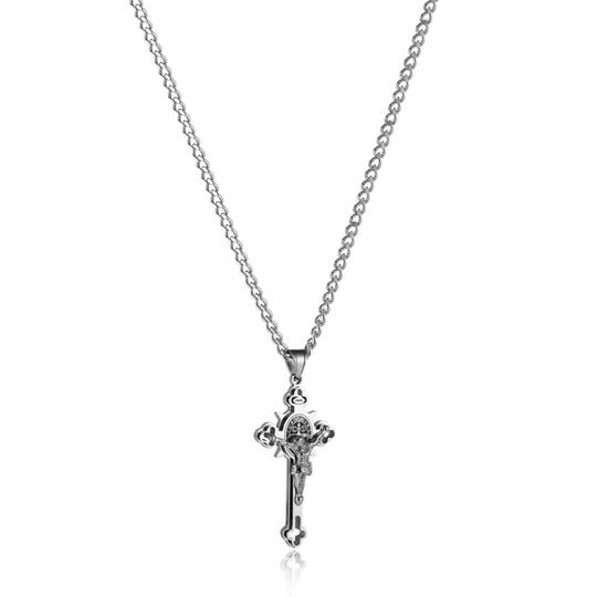 Religious Crucifix Medal Pendant Necklace for Faith-Based Wear