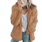 Fleece Coat with Bear Teddy Texture and Full Zipper, Side Pockets