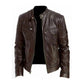 PU Leather-Effect Jacket for Men with Breathable Lining and Light Padding, Zipper Closure