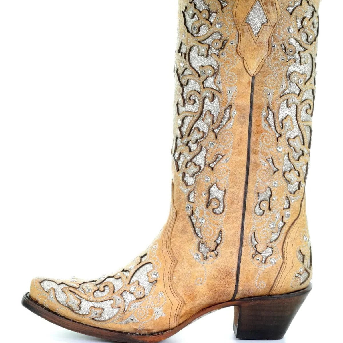 Retro Pointed Toe Boots with Sequins and Embroidery