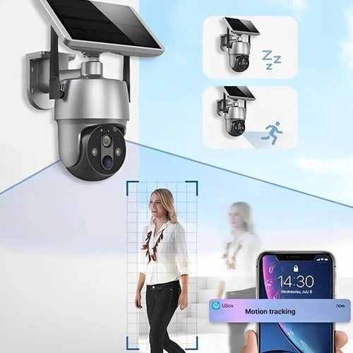 360° Solar-Powered Outdoor Surveillance Camera for Continuous Monitoring