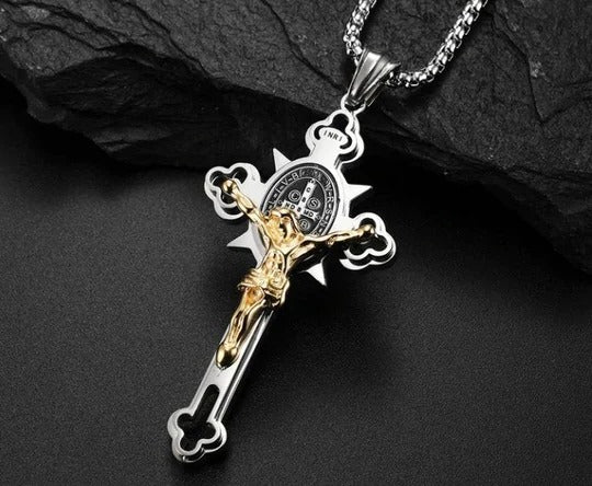 Religious Crucifix Medal Pendant Necklace for Faith-Based Wear