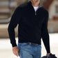 Men Long Sleeve Sweater with Zipper Front and Solid Color Design