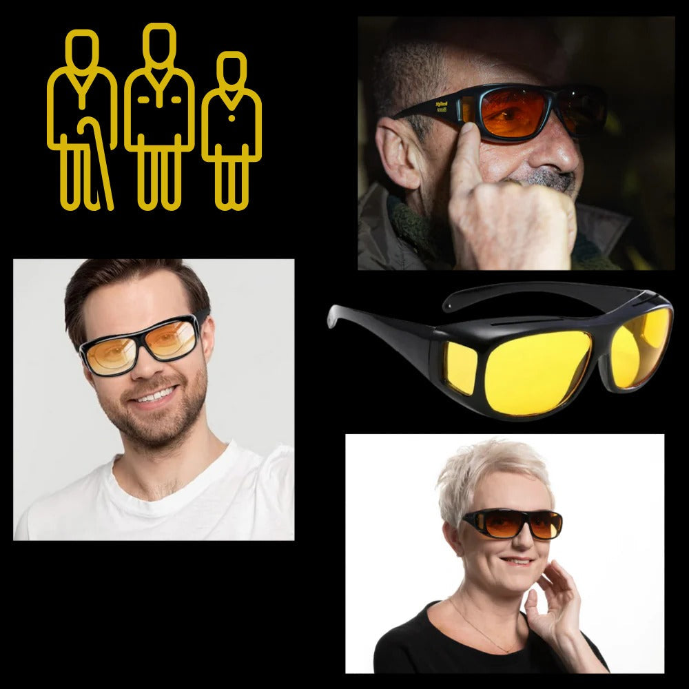 Polarized Night Driving Glasses with Extended Side Lenses and Orange Tint