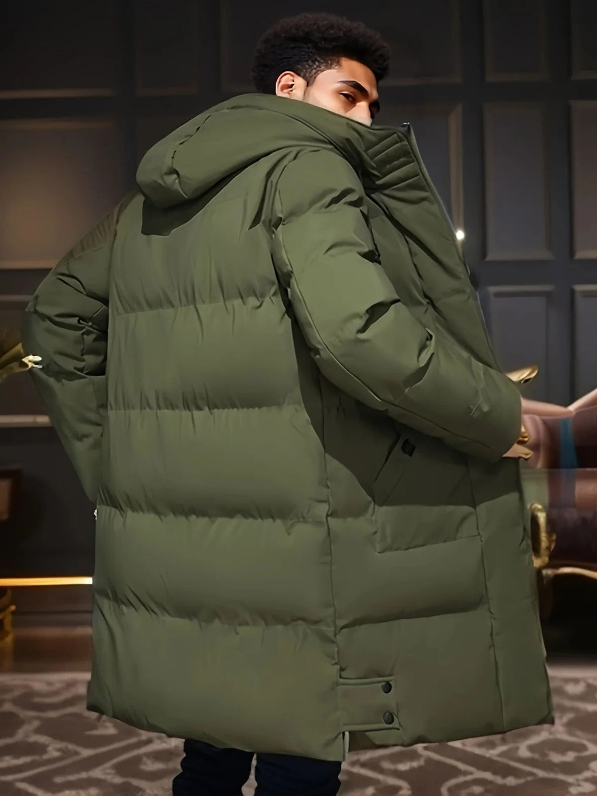 Men's Waterproof Winter Jacket with Breathable Lining and Adjustable Hood, Secure Pockets