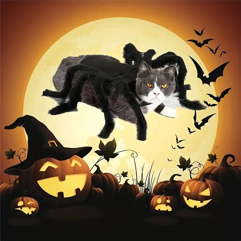 Spider Costume for Pets with Eight Faux Legs and Adjustable Straps, Soft Breathable Fabric