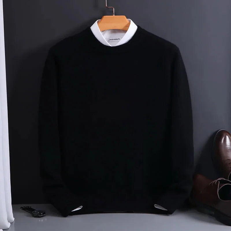 Men's Cashmere-Feel Sweater with Crewneck and Tailored Silhouette, Lightweight Layering