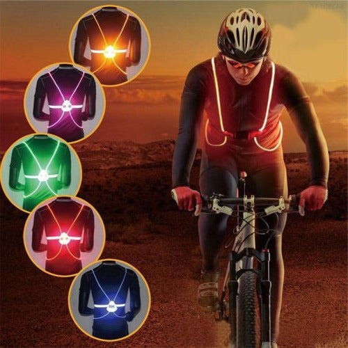 LED Safety Vest with Fiber Optic Cables and 3 Light Modes, Adjustable Reflective Band