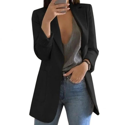 Long Wool Blazer for Women, Regular Fit
