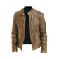PU Leather-Effect Jacket for Men with Breathable Lining and Light Padding, Zipper Closure