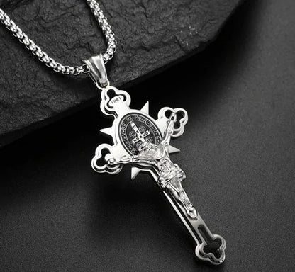 Religious Crucifix Medal Pendant Necklace for Faith-Based Wear