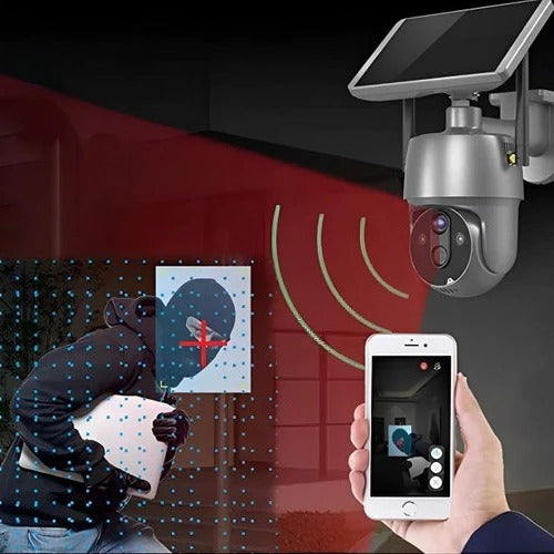 360° Solar-Powered Outdoor Surveillance Camera for Continuous Monitoring